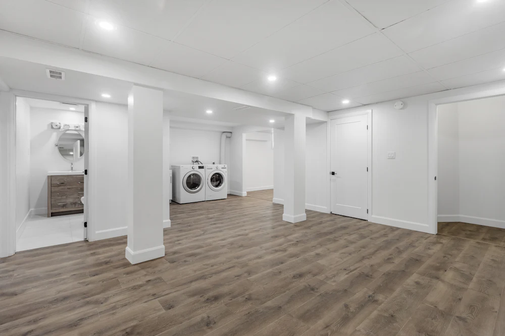 Finished basement of a family home